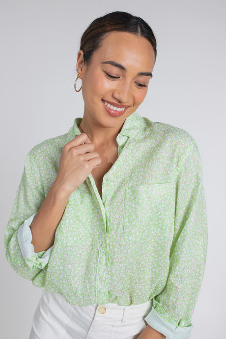 BOYFRIEND SHIRT GREEN DITSY